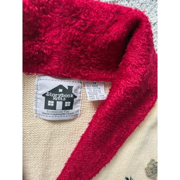 Storybook Knits Women's Cream Cardinal Embroidered Cardigan Sweater 1X - Picture 7 of 8